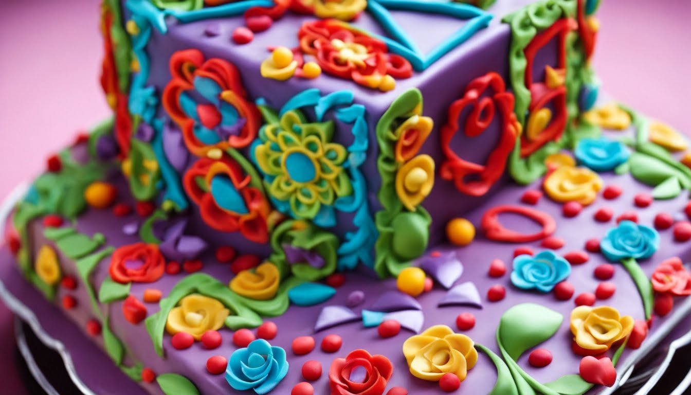 bolo decorado quadrado